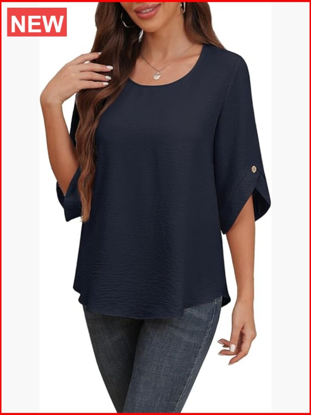 Chiffon Bell Sleeve Blouse Casual Loose Fit Dressy Work Top for Leggings